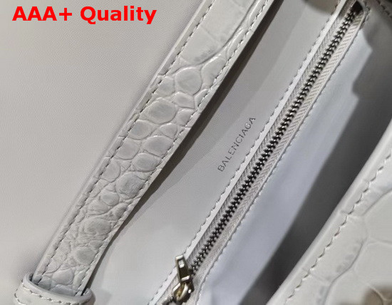 Balenciaga Hourglass Sling Bag Shoulder Bag in Grey Shiny Crocodile Embossed Calfskin Replica
