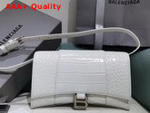 Balenciaga Hourglass Sling Bag Shoulder Bag in White Shiny Crocodile Embossed Calfskin Replica