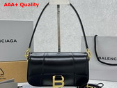 Balenciaga Hourglass Sling Bag Small in Black Shiny Box Calfskin Shiny Gold Hardware Replica