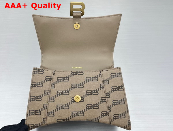 Balenciaga Hourglass Small Handbag in Beige and Brown BB Monogram Coated Canvas Replica