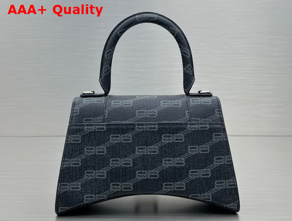 Balenciaga Hourglass Small Handbag in Black and Grey BB Monogram Coated Canvas Replica