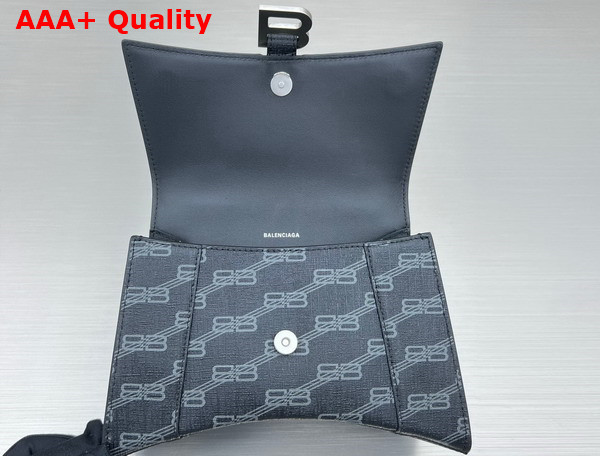 Balenciaga Hourglass Small Handbag in Black and Grey BB Monogram Coated Canvas Replica