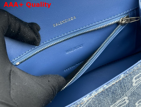 Balenciaga Hourglass Small Handbag in Blue BB Monogram Bleached Denim Replica