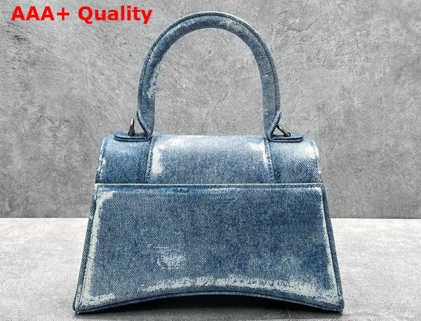 Balenciaga Hourglass Small Handbag in Blue Washed Denim Replica