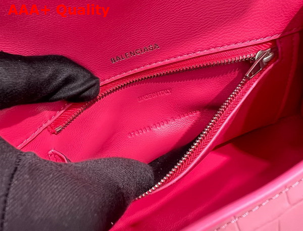 Balenciaga Hourglass Small Handbag in Pink and Light Pink Crocodile Embossed Calfskin Replica