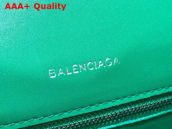 Balenciaga Hourglass Small Top Handbag in Green Shiny Crocodile Embossed Calfskin Aged Silver B Hardware Replica