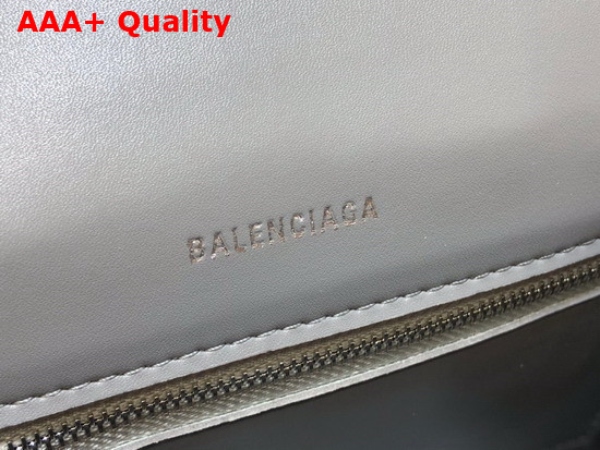 Balenciaga Hourglass Small Top Handbag in Grey Shiny Crocodile Embossed Calfskin Aged Silver B Hardware Replica