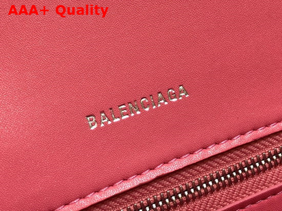 Balenciaga Hourglass Small Top Handbag in Pink Shiny Crocodile Embossed Calfskin Aged Silver B Hardware Replica