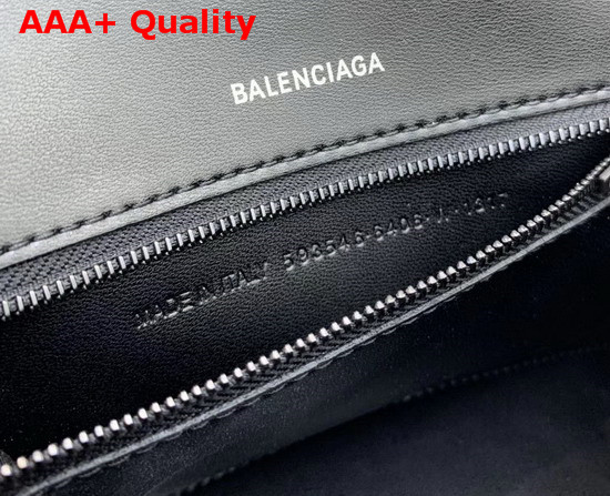 Balenciaga Hourglass Small Top Handle Bag in Black Crocodile Embossed Shiny Calfskin Replica