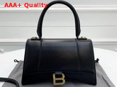 Balenciaga Hourglass Small Top Handle Bag in Black Shiny Box Calfskin Replica