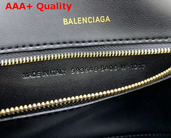 Balenciaga Hourglass Small Top Handle Bag in Black Shiny Box Calfskin Replica