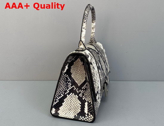 Balenciaga Hourglass Small Top Handle Bag in Black and White Python Printed Calfskin Replica