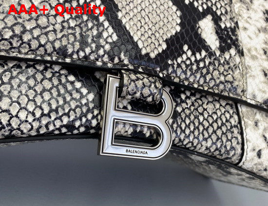 Balenciaga Hourglass Small Top Handle Bag in Black and White Python Printed Calfskin Replica