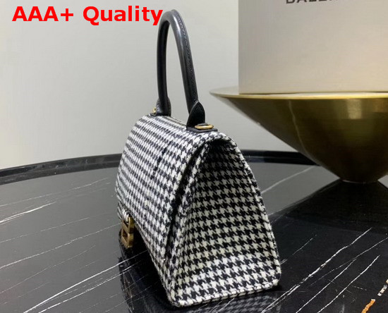 Balenciaga Hourglass Small Top Handle Bag in Black and White Wool Tweed Replica