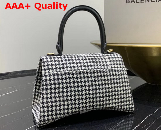 Balenciaga Hourglass Small Top Handle Bag in Black and White Wool Tweed Replica