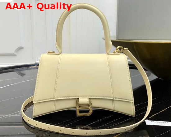 Balenciaga Hourglass Small Top Handle Bag in Cream Shiny Box Calfskin Replica