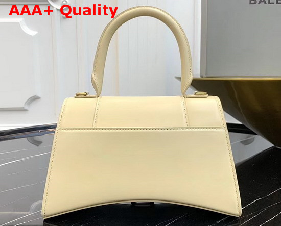 Balenciaga Hourglass Small Top Handle Bag in Cream Shiny Box Calfskin Replica