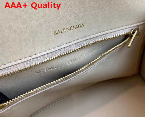 Balenciaga Hourglass Small Top Handle Bag in Cream Shiny Box Calfskin Replica