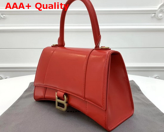 Balenciaga Hourglass Small Top Handle Bag in Red Shiny Box Calfskin Replica