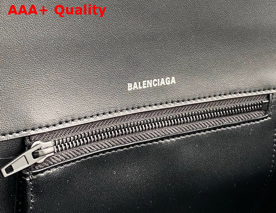 Balenciaga Hourglass Stretched Top Handle Bag in Black Shiny Crocodile Embossed Calfskin Matte Black Hardware Replica