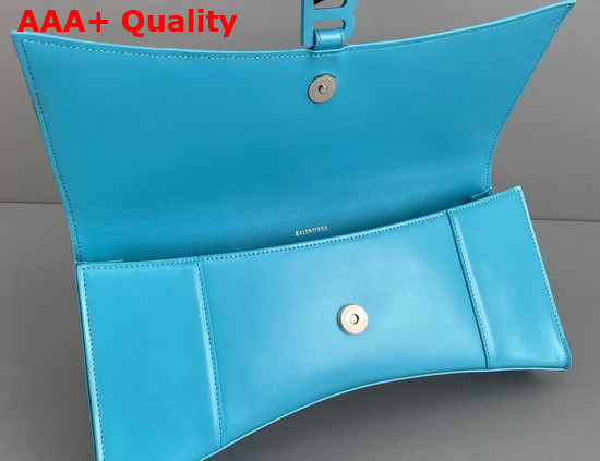 Balenciaga Hourglass Stretched Top Handle Bag in Blue Shiny Box Calfskin Replica