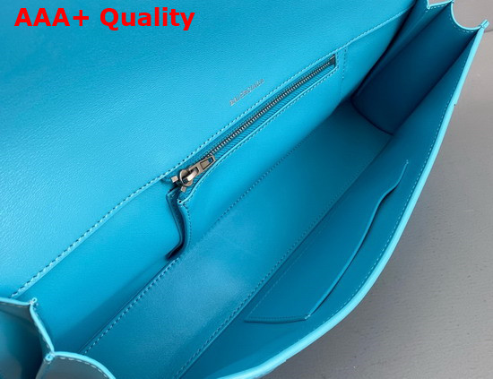 Balenciaga Hourglass Stretched Top Handle Bag in Blue Shiny Box Calfskin Replica