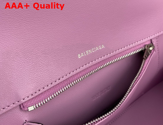 Balenciaga Hourglass Stretched Top Handle Bag in Light Purple Shiny Box Calfskin Replica