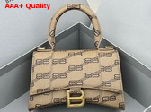Balenciaga Hourglass XS Handbag in Beige and Brown BB Monogram Coated Canvas Replica