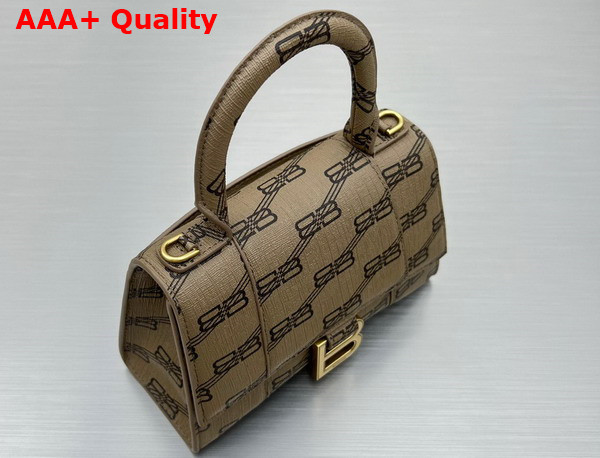 Balenciaga Hourglass XS Handbag in Beige and Brown BB Monogram Coated Canvas Replica