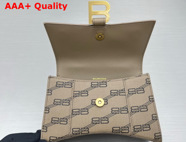 Balenciaga Hourglass XS Handbag in Beige and Brown BB Monogram Coated Canvas Replica