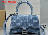 Balenciaga Hourglass XS Handbag in Blue BB Monogram Bleached Denim Replica