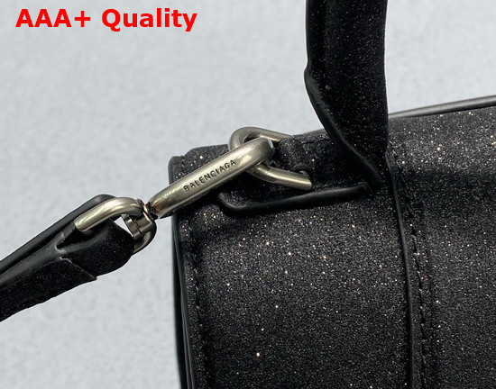 Balenciaga Hourglass XS Handbag in Glitter Material in Black Replica