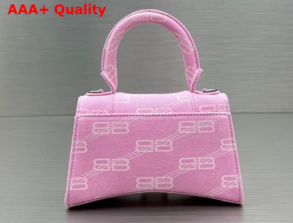 Balenciaga Hourglass XS Handbag in Pink BB Monogram Bleached Denim Replica