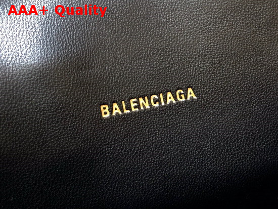 Balenciaga Hourglass XS Top Handbag in Black Shiny Crocodile Embossed Calfskin Aged Gold B Hardware Replica