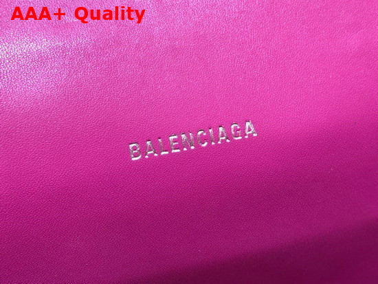 Balenciaga Hourglass XS Top Handbag in Rose Shiny Crocodile Embossed Calfskin Aged Silver Hardware Replica