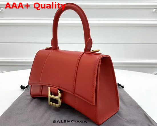 Balenciaga Hourglass XS Top Handle Bag in Red Shiny Box Calfskin Replica