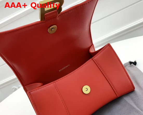 Balenciaga Hourglass XS Top Handle Bag in Red Shiny Box Calfskin Replica