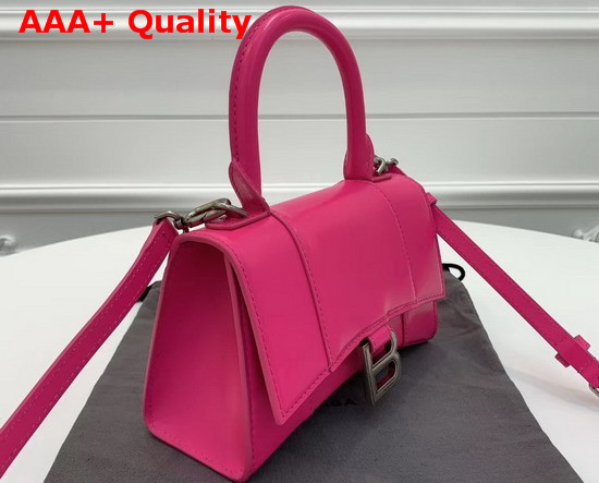 Balenciaga Hourglass XS Top Handle Bag in Rose Shiny Box Calfskin Replica