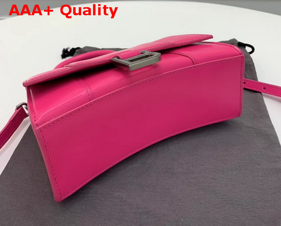 Balenciaga Hourglass XS Top Handle Bag in Rose Shiny Box Calfskin Replica