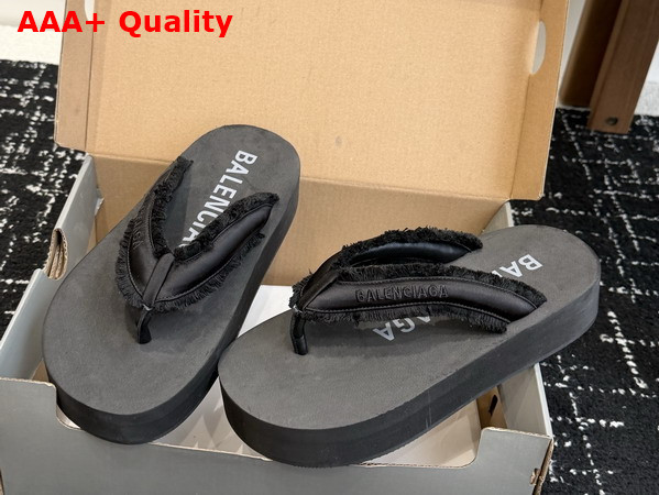 Balenciaga Jet Lag Thong in Black Brushed Satin Replica