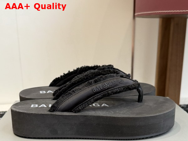 Balenciaga Jet Lag Thong in Black Brushed Satin Replica