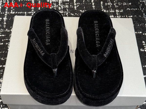 Balenciaga Jet Lag Thong in Black Stretch Velvet Replica