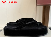 Balenciaga Jet Lag Thong in Black Stretch Velvet Replica