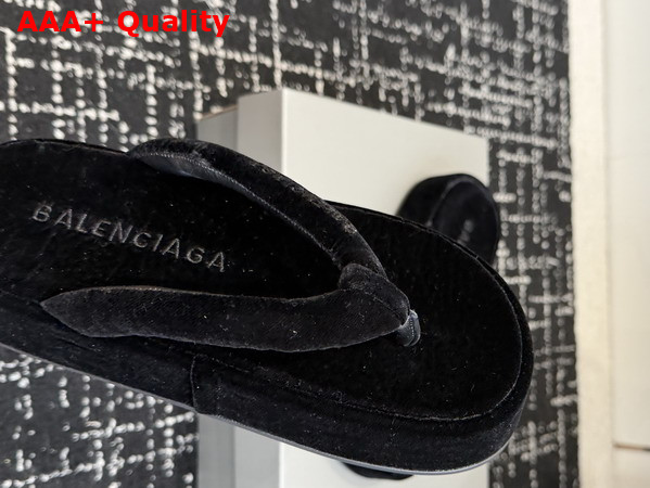 Balenciaga Jet Lag Thong in Black Stretch Velvet Replica