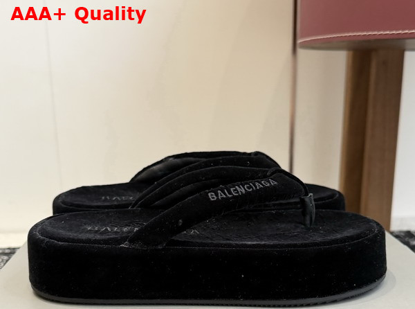 Balenciaga Jet Lag Thong in Black Stretch Velvet Replica