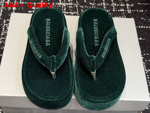 Balenciaga Jet Lag Thong in Green Stretch Velvet Replica