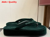 Balenciaga Jet Lag Thong in Green Stretch Velvet Replica