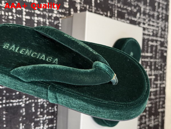 Balenciaga Jet Lag Thong in Green Stretch Velvet Replica