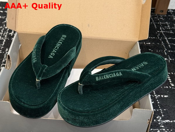 Balenciaga Jet Lag Thong in Green Stretch Velvet Replica
