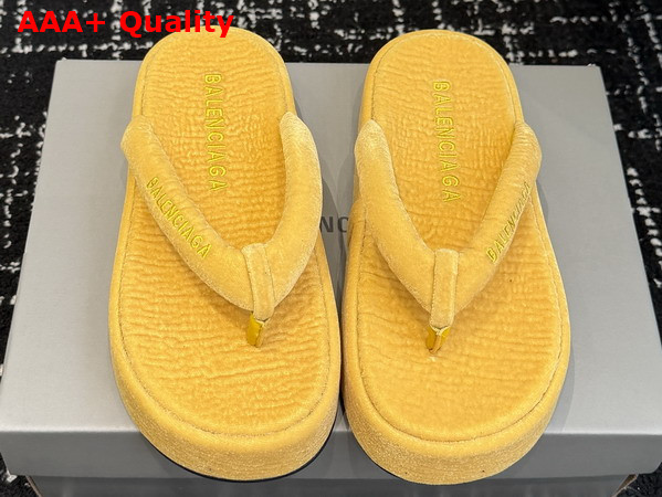 Balenciaga Jet Lag Thong in Mustard Stretch Velvet Replica